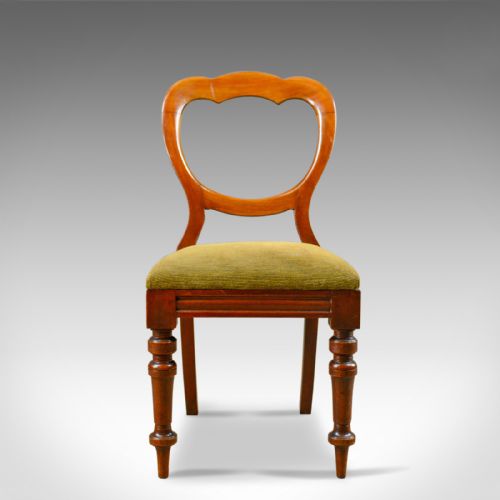 fig 1. Long Set of 12 Antique Dining Chairs, English, Victorian, Balloon Back, c.1850