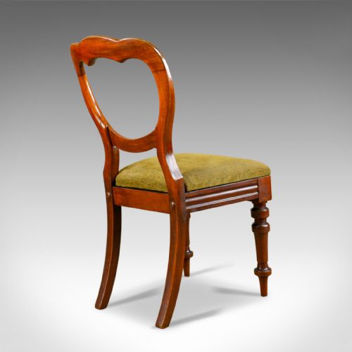 fig 3. Long Set of 12 Antique Dining Chairs, English, Victorian, Balloon Back, c.1850