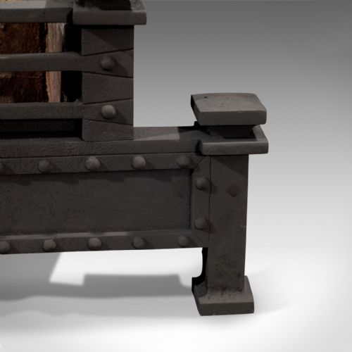 fig 2. Antique Fire Basket, English, Victorian, Free Standing, Cast Iron Grate, c.1900