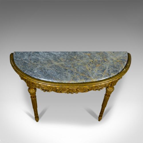 fig 2. French Antique Console Table, Giltwood, Marble, Classical Revival, Pier, C.1900