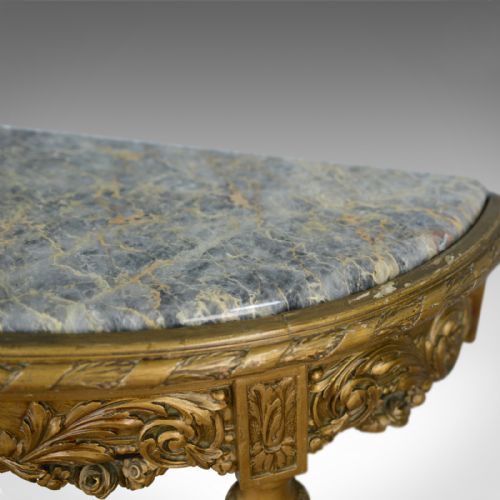 fig 4. French Antique Console Table, Giltwood, Marble, Classical Revival, Pier, C.1900