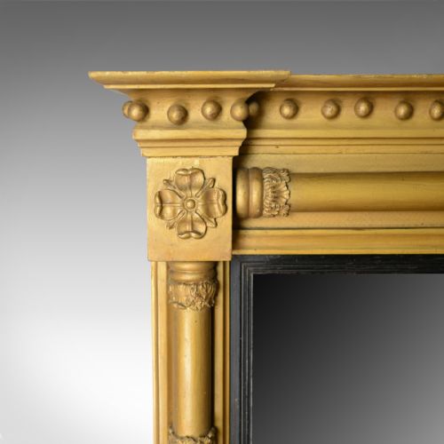 fig 2. Antique Overmantel Mirror, English, Georgian, Giltwood Gesso, Wall, Circa 1800