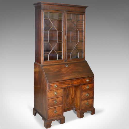 Antique Bureau Bookcase, English, Georgian Mahogany, Circa 1800