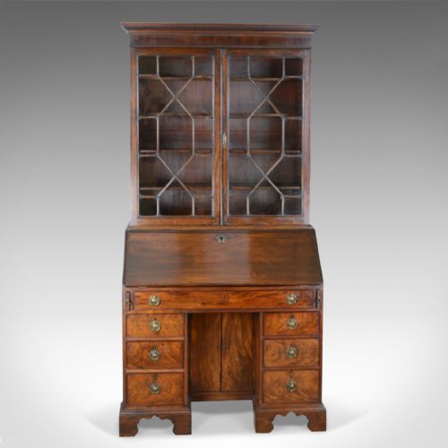 fig 1. Antique Bureau Bookcase, English, Georgian Mahogany, Circa 1800