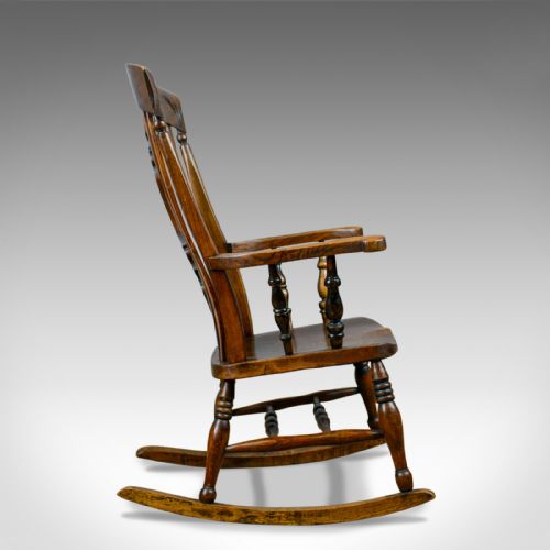 fig 2. Antique Rocking Chair, Edwardian, Country Kitchen, Windsor Elbow Chair C.1910