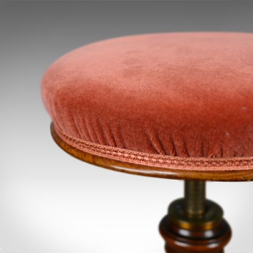 fig 3. Antique, Piano Stool, Walnut, Adjustable, English, Victorian, Music Circa 1860