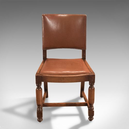 fig 2. Set of Four, Antique, Dining Chairs, Edwardian, Oak, C17th Gothic Taste, c.1910