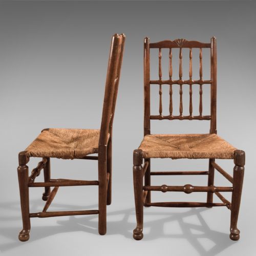 fig 2. Harlequin Set of 7 Antique Spindle Back Dining Chairs Lancashire Country c.1800