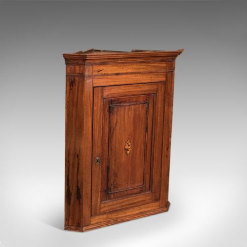 Antique Corner Cupboard, English Mahogany Georgian Wall Cabinet Hanging C1800