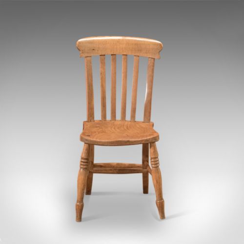 fig 1. Antique Station Chair, Victorian lath back, English Elm, Country Kitchen c1850