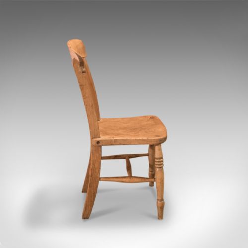 fig 2. Antique Station Chair, Victorian lath back, English Elm, Country Kitchen c1850