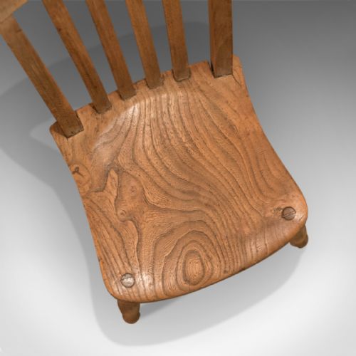 fig 3. Antique Station Chair, Victorian lath back, English Elm, Country Kitchen c1850