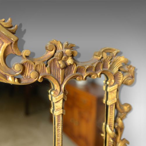 fig 3. Antique Overmantel Mirror, English, Regency Revival, Giltwood, Triptych c.1900