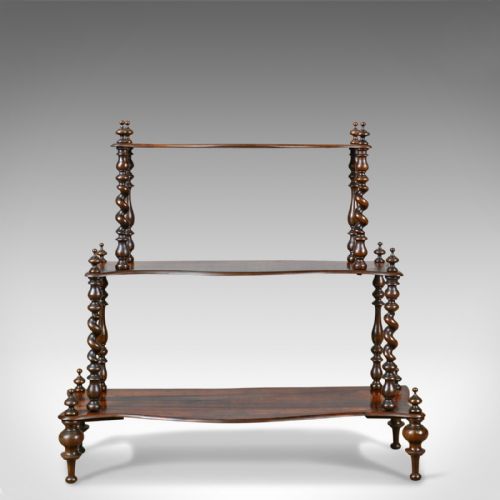 fig 1. Antique Whatnot, English, Regency, Rosewood, Three Tier, Display Stand c.1820