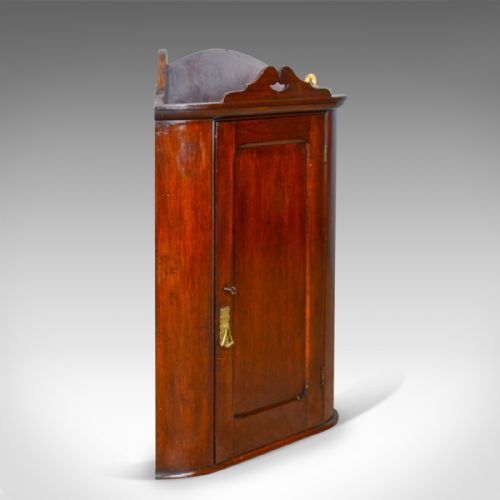 fig 1. Small Antique Corner Cabinet, English, Walnut, Wall, Hanging, Circa 1900