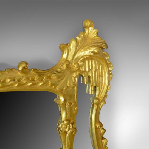 fig 3. Antique Overmantel Mirror, English, Giltwood, Wall, Triptych, Circa 1920