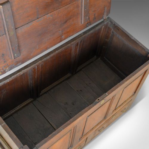fig 4. Antique Mule Chest, English, Oak, Trunk, 18th Century, Circa 1700