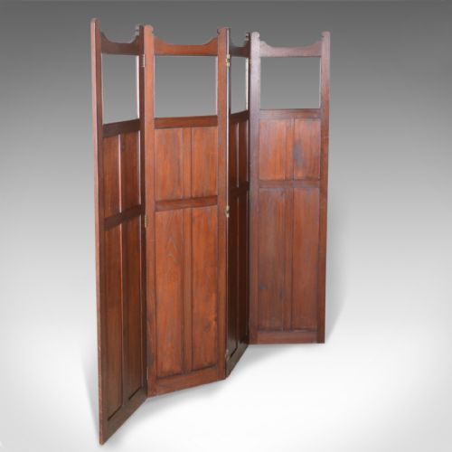 fig 1. Antique Folding Screen, Edwardian, Four Panel, Walnut Room Divider, Circa 1910
