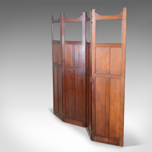 fig 2. Antique Folding Screen, Edwardian, Four Panel, Walnut Room Divider, Circa 1910