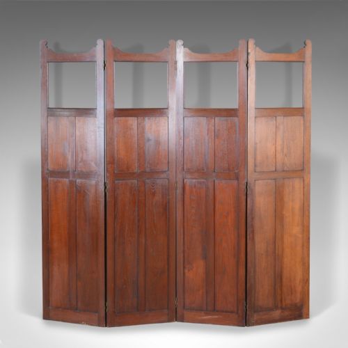 fig 3. Antique Folding Screen, Edwardian, Four Panel, Walnut Room Divider, Circa 1910