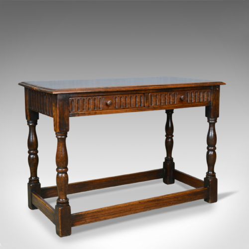 Antique Side Table, English, Oak, C17th Revival, Console, Serving, Circa 1910