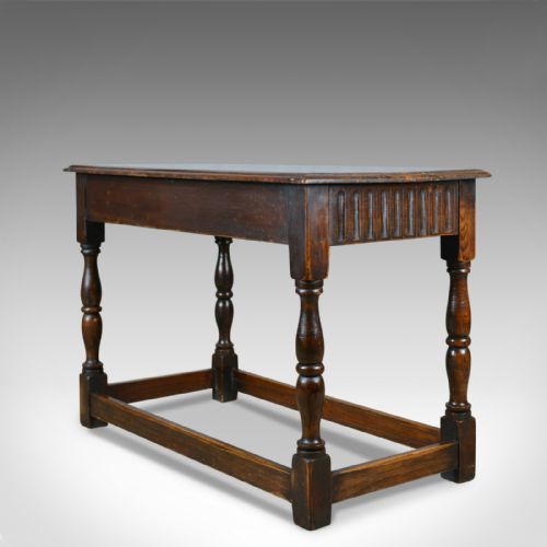 fig 3. Antique Side Table, English, Oak, C17th Revival, Console, Serving, Circa 1910