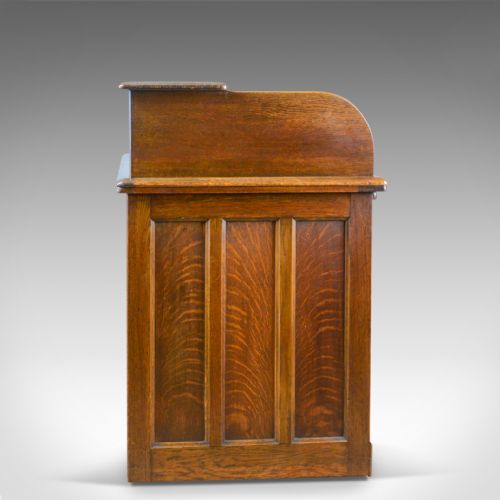 fig 2. Small Antique Roll Top Desk, Oak, Tambour, William Angus and Co Ltd London c1910