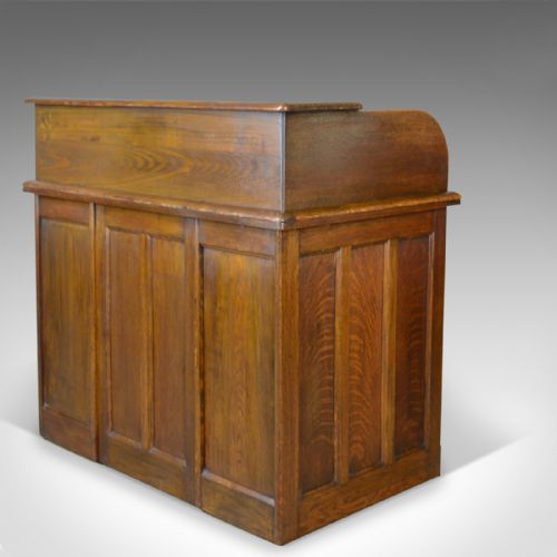 fig 3. Small Antique Roll Top Desk, Oak, Tambour, William Angus and Co Ltd London c1910