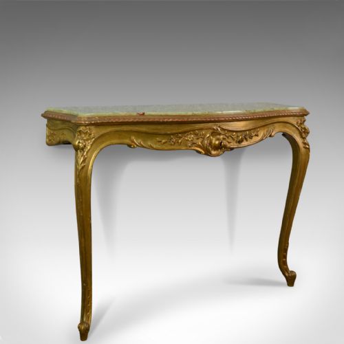 French Antique Console Table, Giltwood and Onyx, Classical Revival, Circa 1900