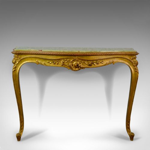 fig 1. French Antique Console Table, Giltwood and Onyx, Classical Revival, Circa 1900