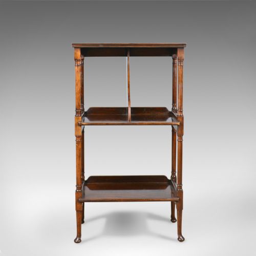fig 1. Antique, Bookshelf, Mahogany Stand, Three Tier Whatnot, Regency Revival, c.1890