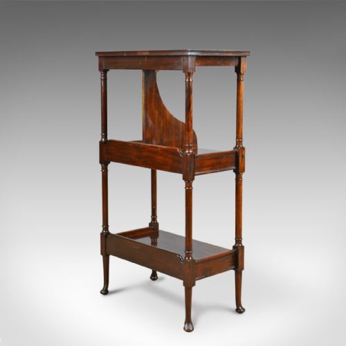 fig 3. Antique, Bookshelf, Mahogany Stand, Three Tier Whatnot, Regency Revival, c.1890