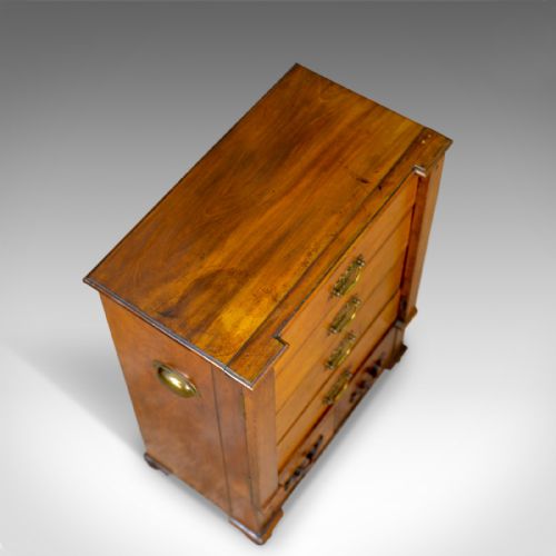 fig 4. Small, Antique, Wellington Chest, Oak, Fruitwood, Campaign, Specimen c.1890