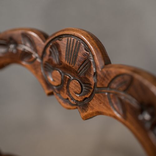 fig 1. Set of 4 Antique Dining Chairs in Dark Beech, French Country Kitchen Circa 1900