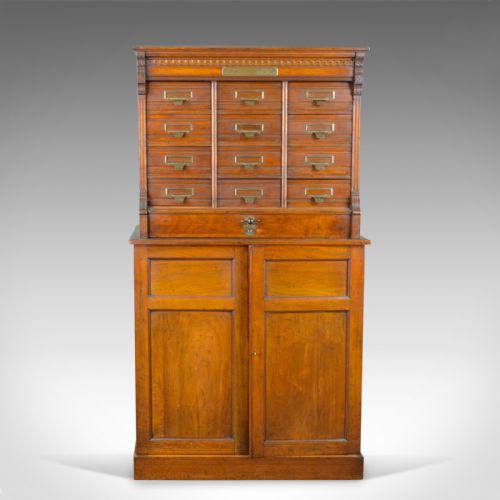 fig 1. Large Antique Filing Cabinet, English, Edwardian, Walnut, Shannon File Co. c1910