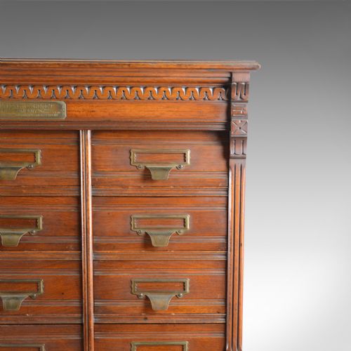 fig 4. Large Antique Filing Cabinet, English, Edwardian, Walnut, Shannon File Co. c1910