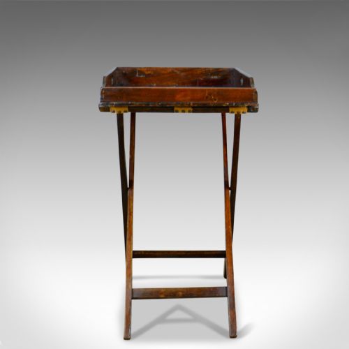 fig 2. Antique Butler's Tray, Victorian, Mahogany, Folding Stand, Circa 1900