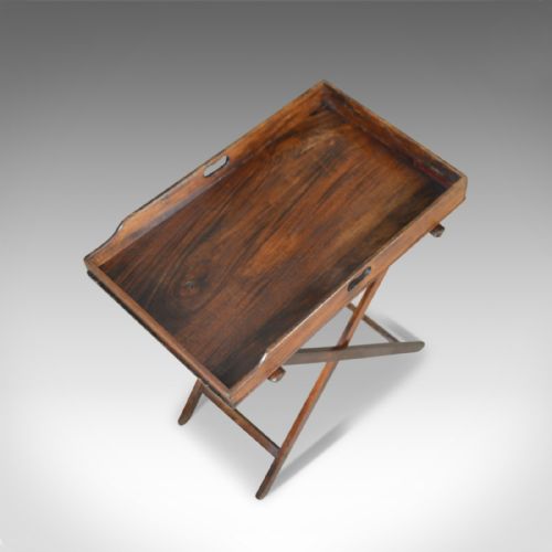fig 3. Antique Butler's Tray, Victorian, Mahogany, Folding Stand, Circa 1900