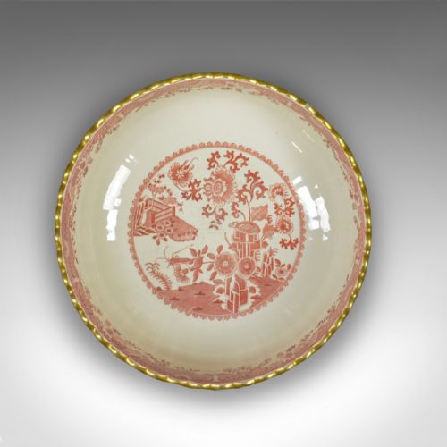 fig 1. Antique Footed Bowl, Red and White, Copeland Spode, Grasshopper, c.1900