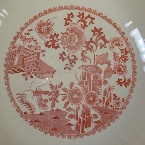 fig 2. Antique Footed Bowl, Red and White, Copeland Spode, Grasshopper, c.1900