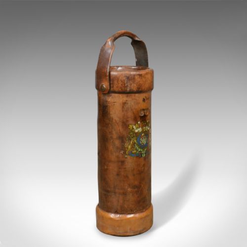 Antique Leather Umbrella or Stick Stand, English Victorian Case C1890