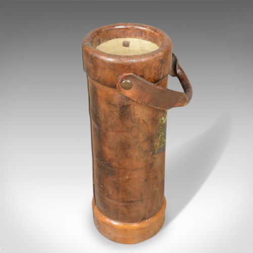 fig 2. Antique Leather Umbrella or Stick Stand, English Victorian Case c1890