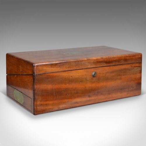 Antique Writing Slope, Bramah Lock, Victorian, Mechi London, C.1840

