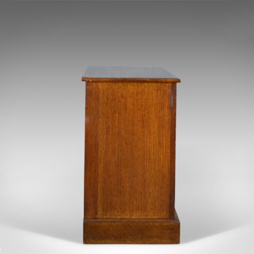 fig 3. Antique Oak Cupboard, Two Door, English, Panelled, Low Cabinet Edwardian, c.1910