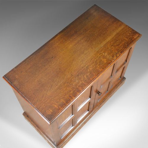 fig 4. Antique Oak Cupboard, Two Door, English, Panelled, Low Cabinet Edwardian, c.1910