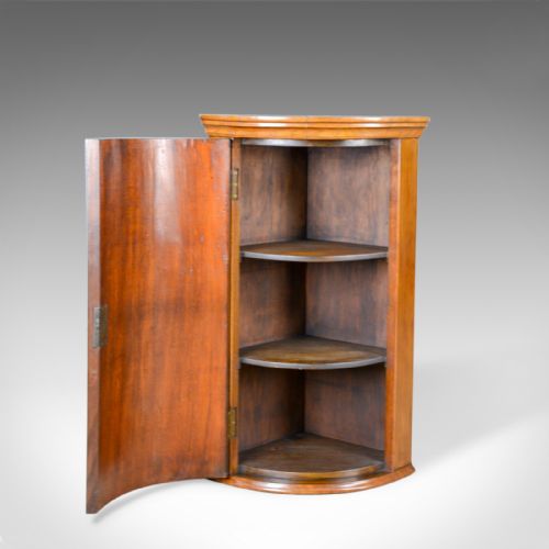fig 2. Antique Pair of Georgian Revival Corner Cabinets, English, Burr Walnut, c.1910