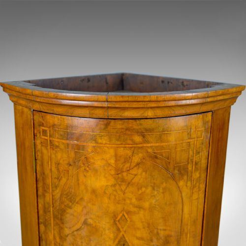 fig 5. Antique Pair of Georgian Revival Corner Cabinets, English, Burr Walnut, c.1910