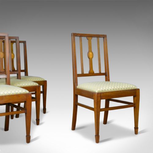 Set of Four Antique Dining Chairs, Mahogany, Edwardian Sheraton Revival C.1910