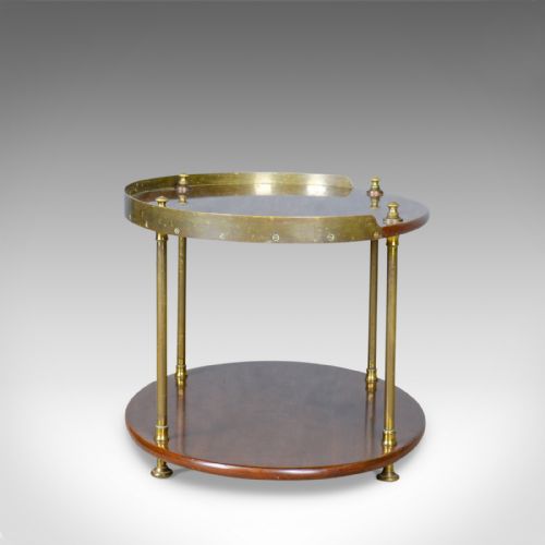 fig 1. Antique Ship's Table, English, Mahogany, Brass, Two Tier, Side, Edwardian c.1910