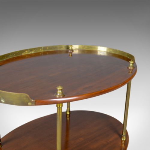 fig 2. Antique Ship's Table, English, Mahogany, Brass, Two Tier, Side, Edwardian c.1910